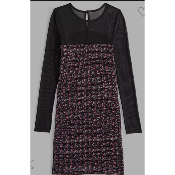 With Jules Big Girls Long-Sleeve Printed Mesh Combo Dress Size M - Picture 2 of 5